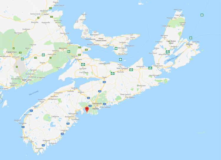 Where is Peggys Cove? Map of Nova Scotia with Peggys Cove shown.