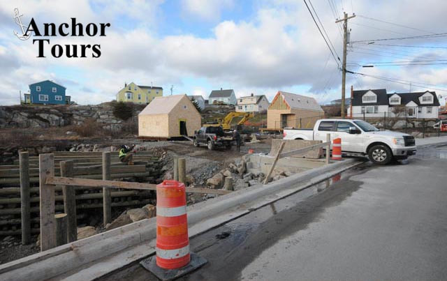 Pedestrian safety will be greatly improved with the construction of new sidewalks and curbs in Peggy's Cove, Nova Scotia.