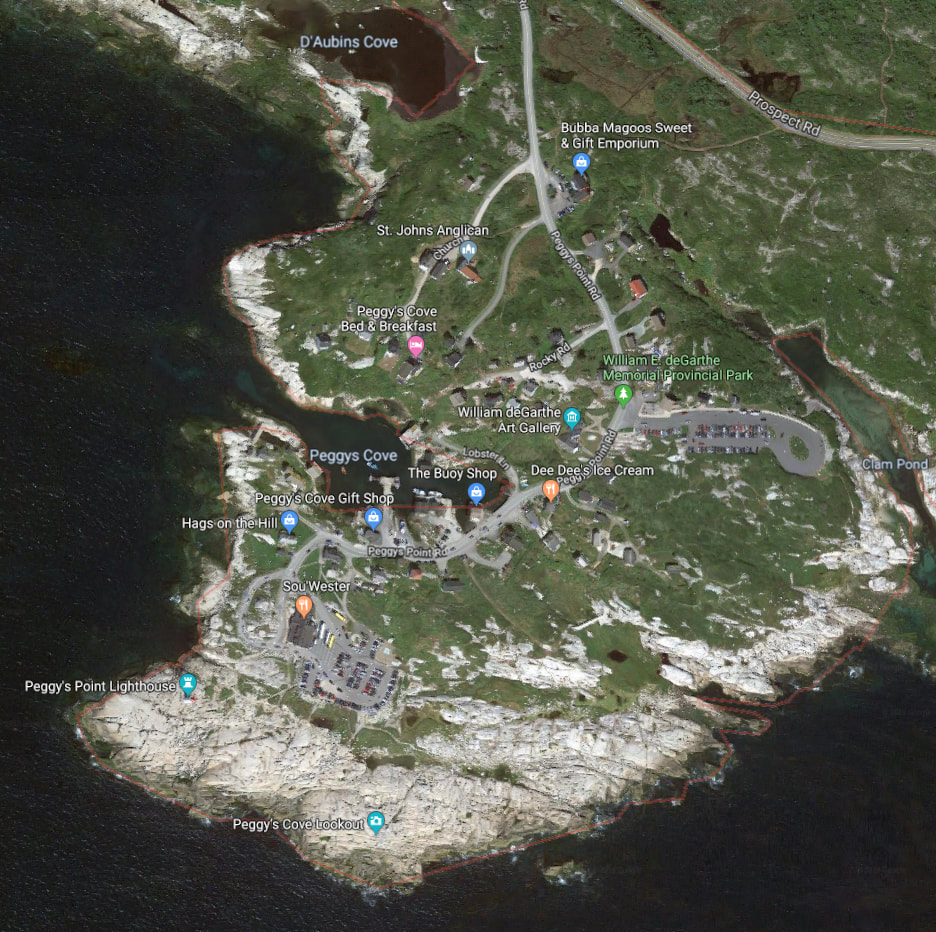 Satellite image of Peggys Cove area.