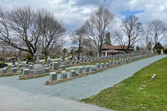 Rows 1, 2, and 3, of Titanic graves located at Fairview Lawn Cemetery, Halifax, Nova Scotia
